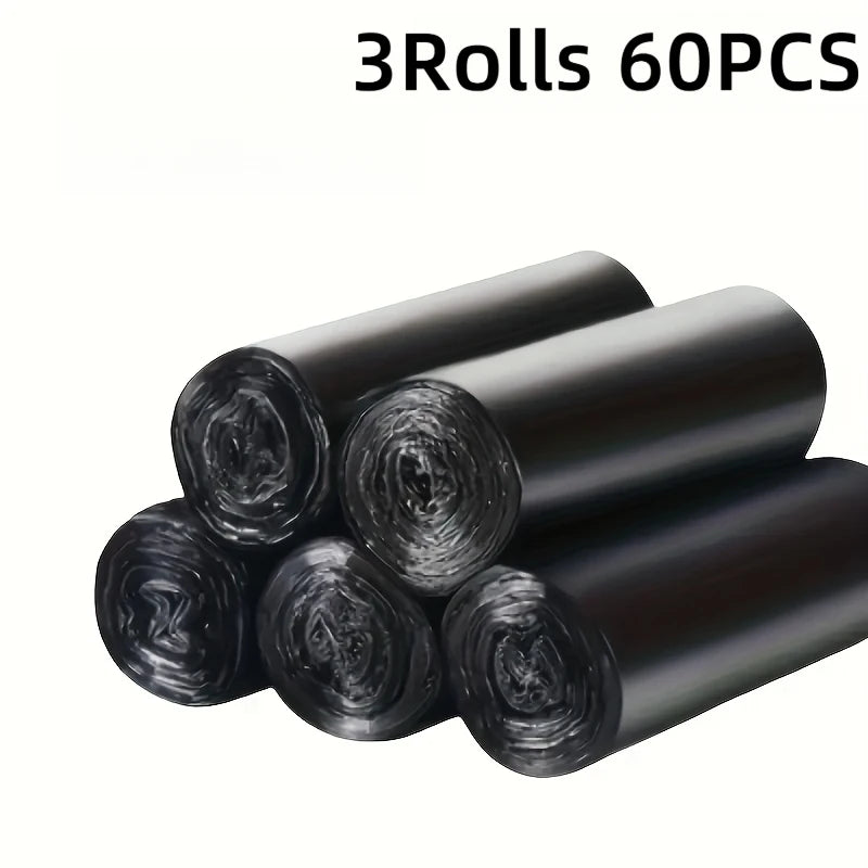3 Rolls 60pcs Upgraded Durable Black Household Trash Bags, Multi-Purpose Trash Bags Black for Privacy Trash Bags for Privacy
