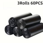 3 Rolls 60pcs Upgraded Durable Black Household Trash Bags, Multi-Purpose Trash Bags Black for Privacy Trash Bags for Privacy