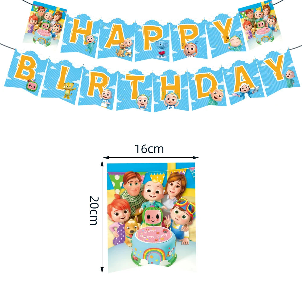 Cartoon Family Theme Birthday Party Decoration Disposable Set Tableware Plate Napkins Tablecloth For Kid Shower Supplies Puzzle
