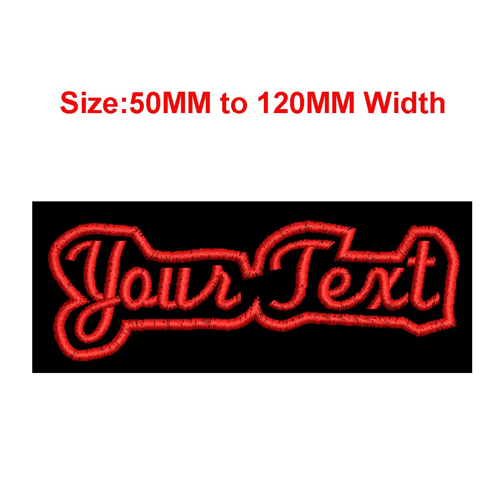 1pc Custom Own Personal Text Tag 50MM To 120MM Wide Iron On Embroidery Label/Brand On Left Chest Symbol/Tell Us Your Text Need