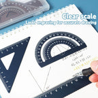 4pcs Metal Drafting Set With Storage Box Students Measure Ruler Set Multi-Function Set School Office Supplies Gift for Student