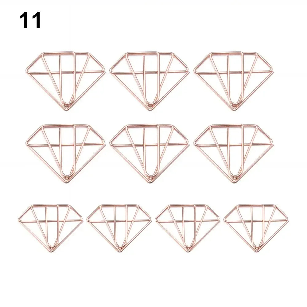 50/20pcs Love Diamond Crown Envelope Stationery Photo Tickets Office Supplies Metal Book Paper Clip Paperclips Mini Binder Clips