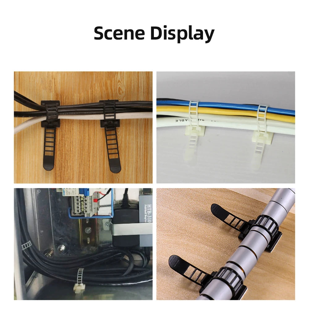 10/20/30PCS Cable Tie Wire Management Clips Cable Organizer for Desk Wall Adjustable Cable Holder Power Cord Car Organizer Clamp