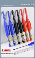 1-12 PCS 45mm Tip Waterproof Long Head Marker Pen Quick-Dry Ink for Woodworking Construction, Deep Hole White Black Red Blue