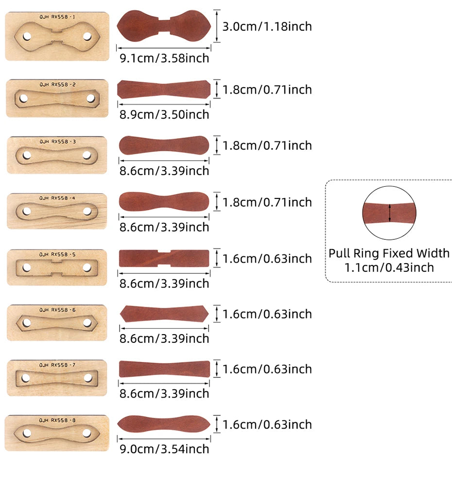 QJH Zipper Leather Cutting Die Cut Mold, Leather Punch Die Set, Leather Crafts Kraft Tool, Handmade Cutters - Bag Zipper Pullers