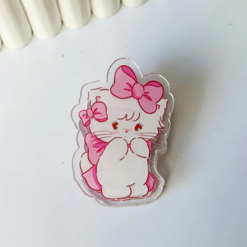 6 pieces Cute Cartoon Kitten Clip Acrylic Transparent Memo Paper Clip Journal Scrapbook Decorative Supplies School Stationery