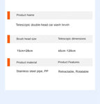 Car Washer Mop Foam Wash Brush Double Brush Head Roof Window Cleaning Maintenance Three-Section Telescopic Mop Car Accessories