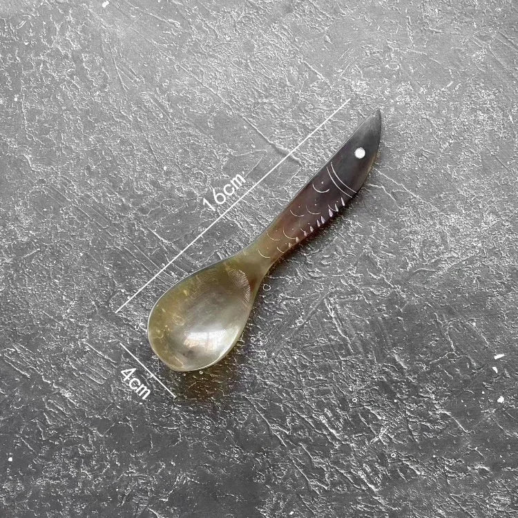 14-21cm Kitchen Water Buffalo Horn Spoon Exquisite Western Cuisine Spoon Creative Dessert Spoon Long Handled Spoon Horn Products