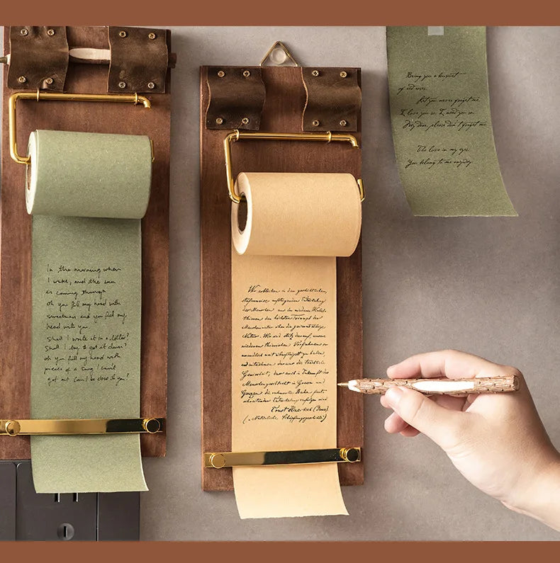 Vintage Sticky Note Clip Hanging Roll Paper Sticky Note No Sticky Ins Wind Board Note Blank Notepad Message Pad