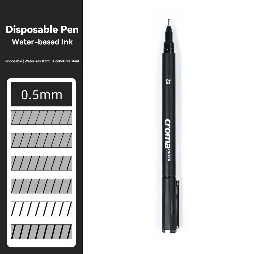 Pigment Liner Pigma Pen 0.1mm/0.03mm/0.05mm/0.5mm/1mm Different Tip Black Fineliner for Sketching Drawing Micron Ink Marker Pen