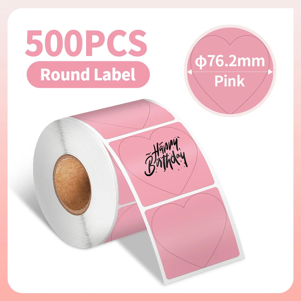 Thermal Label Paper round Sticker White Pure Color Shipping Label Waterproof for Phomemo PM241/PM246S/D520 Label Printer