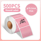 Thermal Label Paper round Sticker White Pure Color Shipping Label Waterproof for Phomemo PM241/PM246S/D520 Label Printer