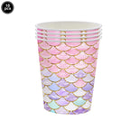 Mermaid Party Supplies Mermaid Scales Pattern Paper Plate Cup Napkin Popcorn Box Food Bowl Girl Birthday Party Baby Shower Decor