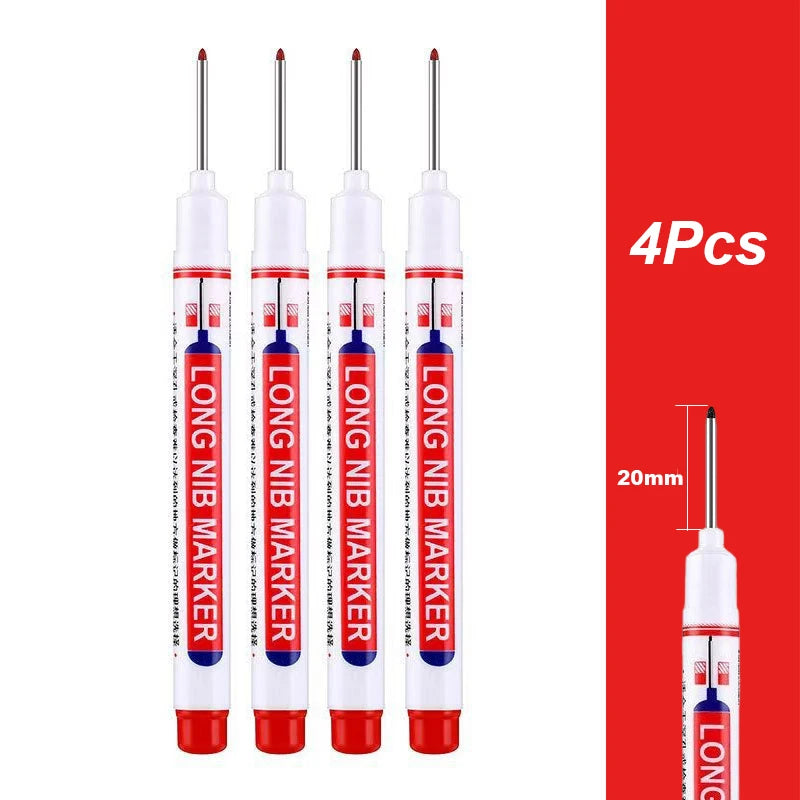 4-100Pcs 2cm Waterproof Long Head Markers Deep Hole Marker Pen for Metal Carpenter Red/Black/Blue/Green /White Woodworking Tools
