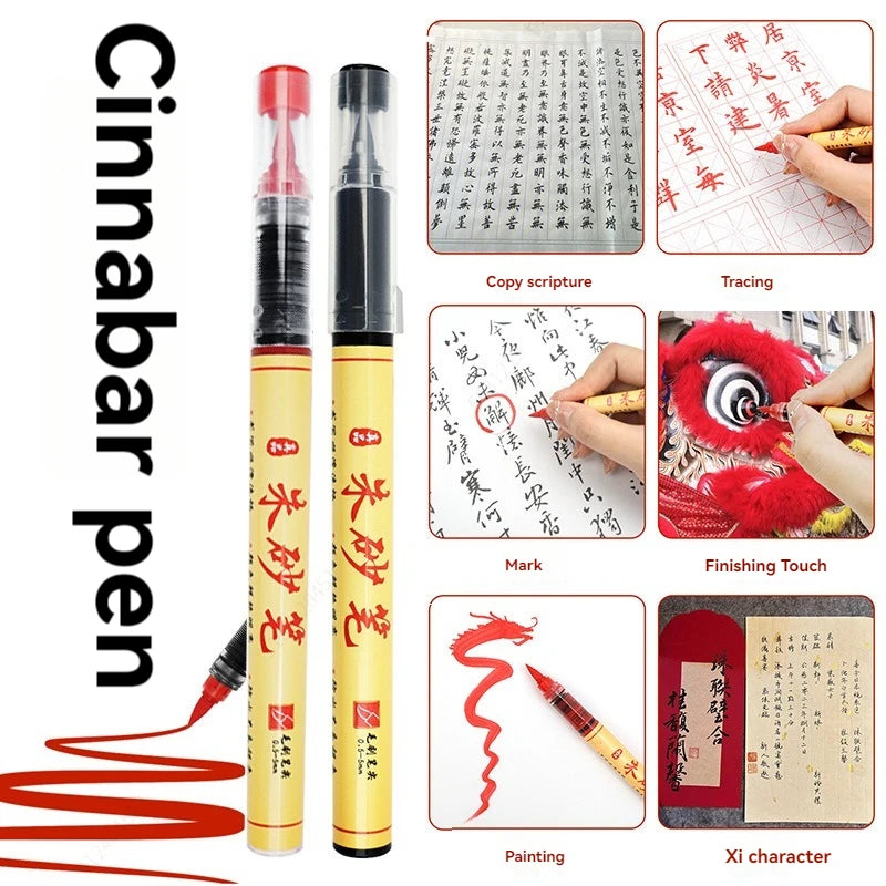 1-5pcs Writing Blessing Pen Specialist Cinnabar Brush Study Utensils Calligraphy Practice Special Learning Tools Xuan Paper Pen