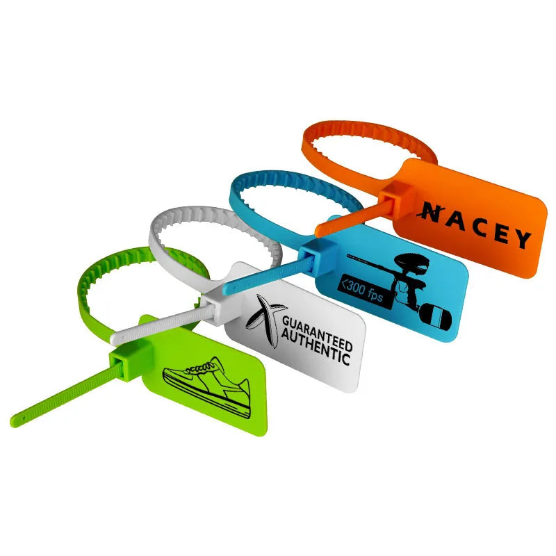 100Pcs Custom Logo Plastic Security Seals Zip Tie Hang Tags Personalized Brand Labels for Garment Sneaker Shoes 300mm 11.8"
