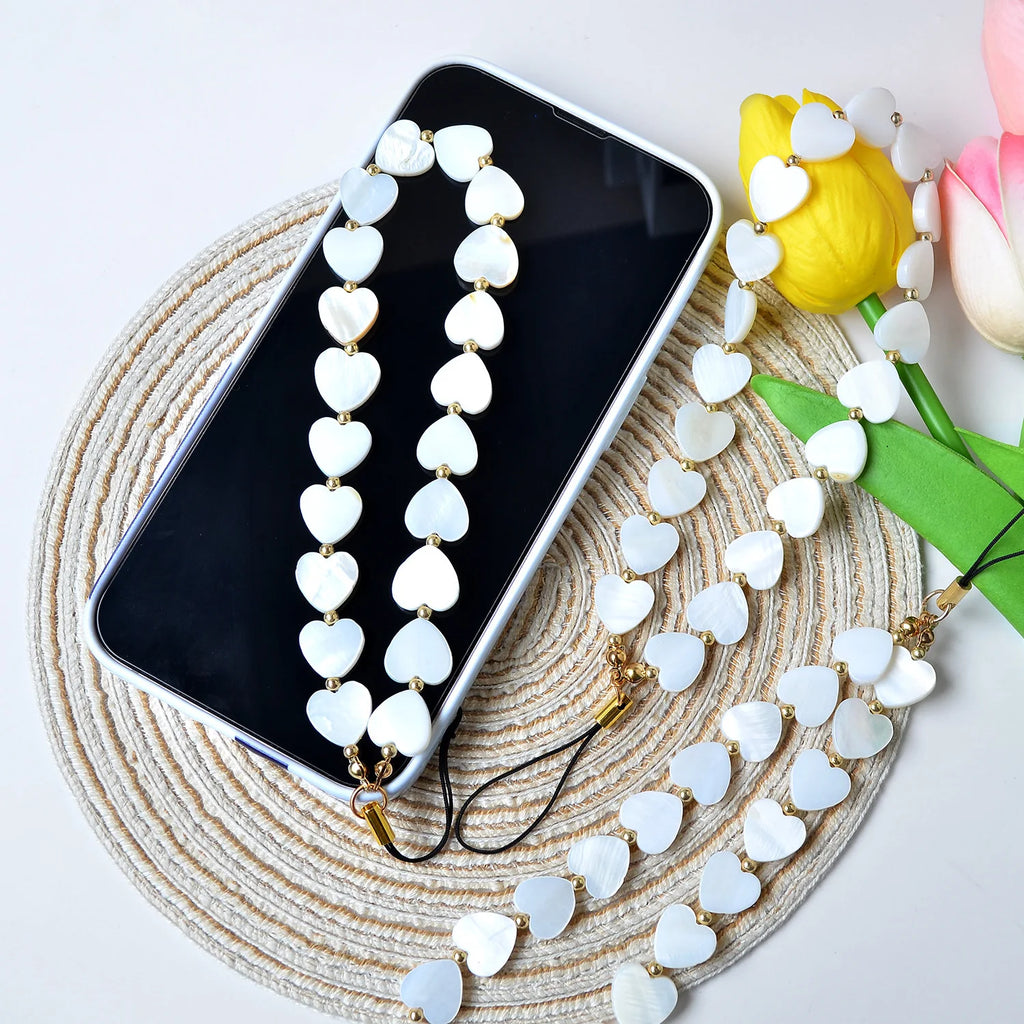 Simple Love Shell Beaded Keychain Mobile Phone Chain Pendant Fashion Mobile XYu Phone Case Accessories Female Jewelry Gifts