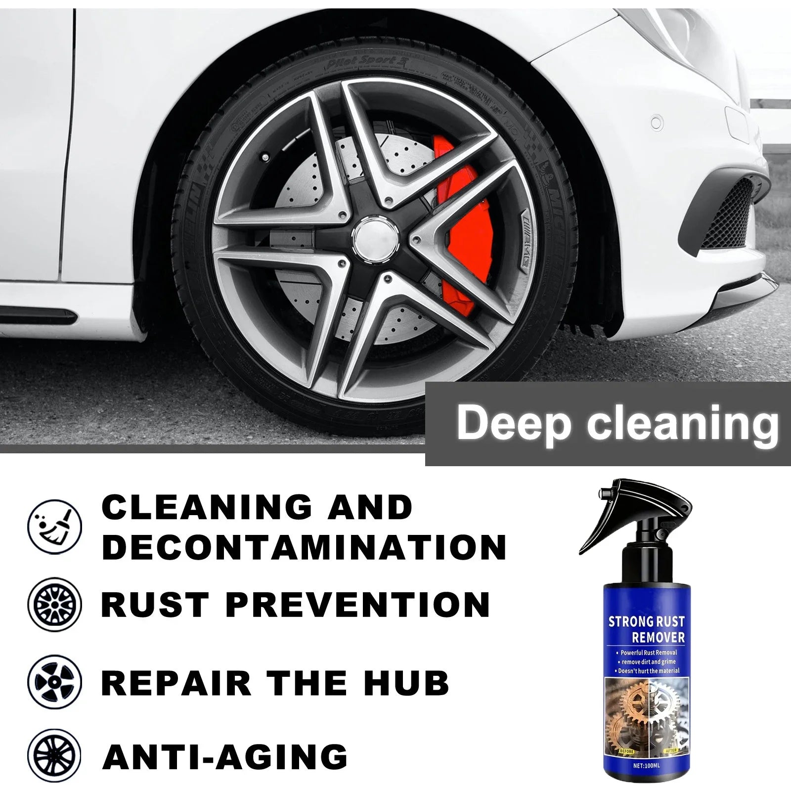 2026 Car All-Purpose Rust Remover Spray - 100ML, Fast-Acting Iron Oxidation Eliminator, Restores Shine, Safe on Various Surfaces