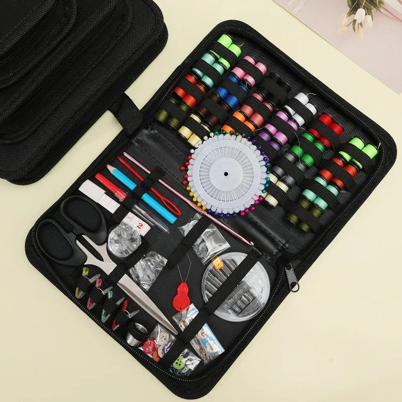 172/128/67/27pcs/set Sewing Kit with Threads Needles Scissors Tape Measure Buttons Storage Bag Portable Travel Sewing Box Tools
