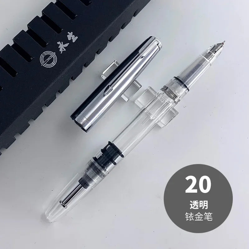 NEW Wingsung 601 Press Piston Fountain Pen Iridium EF/F Nib Steel Cap Vacumatic Resin Ink Pen School Stationery Office Supplies