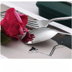 3pcs 410 Stainless Steel Portable Cutlery Set Mirror Polished Edge Rounded Comfortable Knife Fork And Spoon Three Piece Set