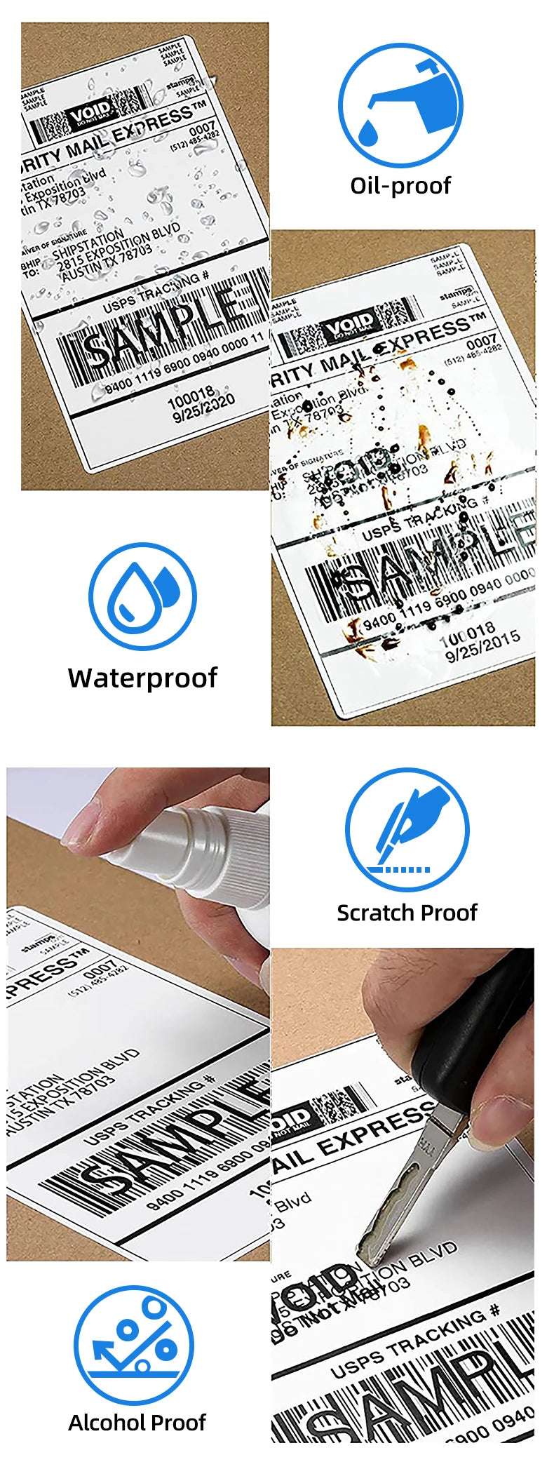Fulet Hot Selling 4X6 10x15cm 100x150mm 500 Labels Fanfold Thermal Shipping Label compatible with most of thermal printers