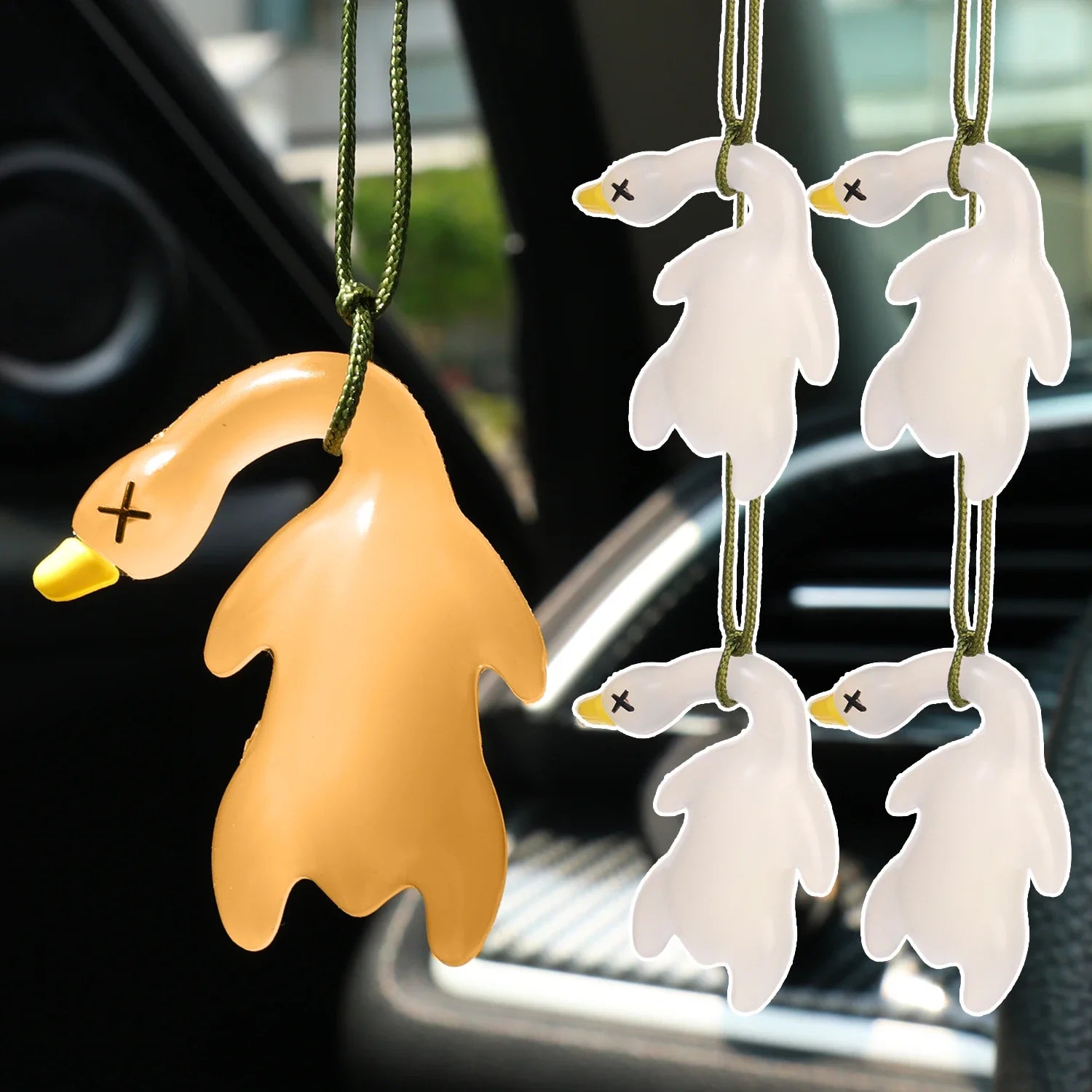 1/2pcs New Color Change Duck Keychain Fashion Funny Goose Pendants for Bag Car Keyrings Cute Cartoon UV Photochromic Key Chains
