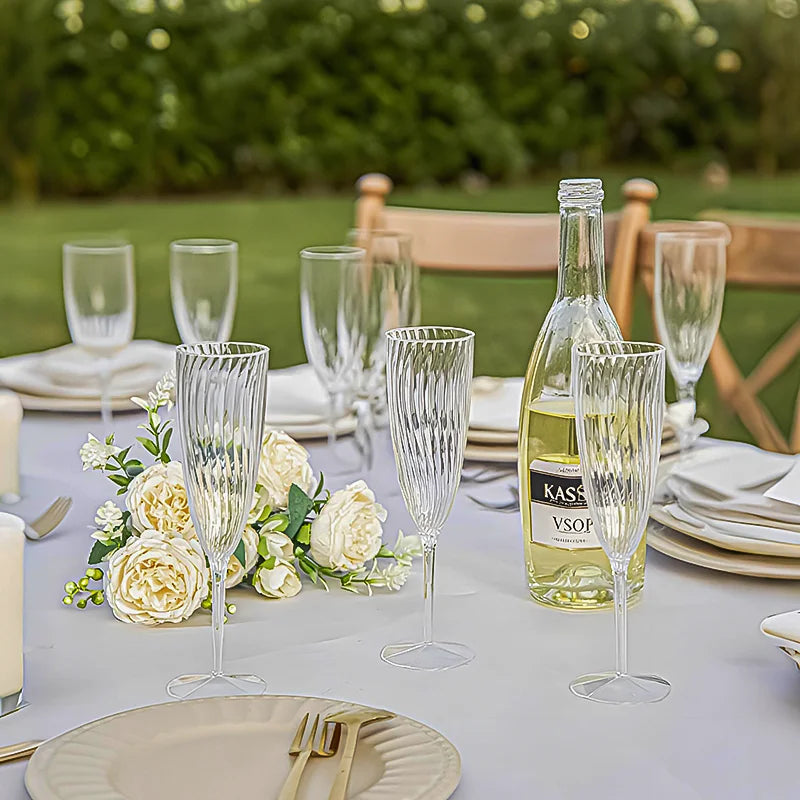 24/48Pcs Plastic Champagne Flutes Disposable Wine Glasses Reusable for Bachelorette Party Supplies Birthday Wedding Toasting 6oz