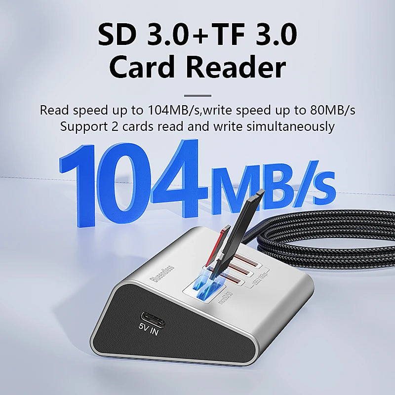 Blueendless Aluminium 10Gbps USB3.2 Gen2 4/10port HUB Docking Station USB-C USB-A Type C Splitter Adapter for PC Laptop macbook