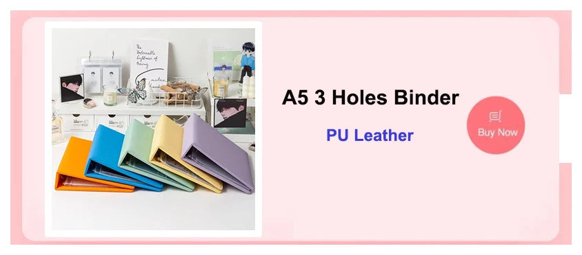 A5 3 Ring PU Leather Binder Kpop Photo Album Refill Pocket 1/2/4/6 3 Inch Photocard Sleeves PVC Free Postcard Collect Book Retro