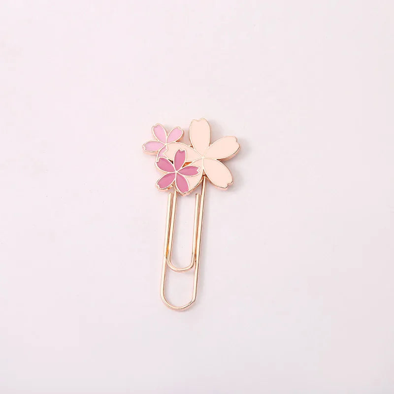 Cherry Blossom Paper Clip Creative Cute Metal Bookmark Clip Exquisite Beautiful Paper Clip Notebook Decoration Stationery