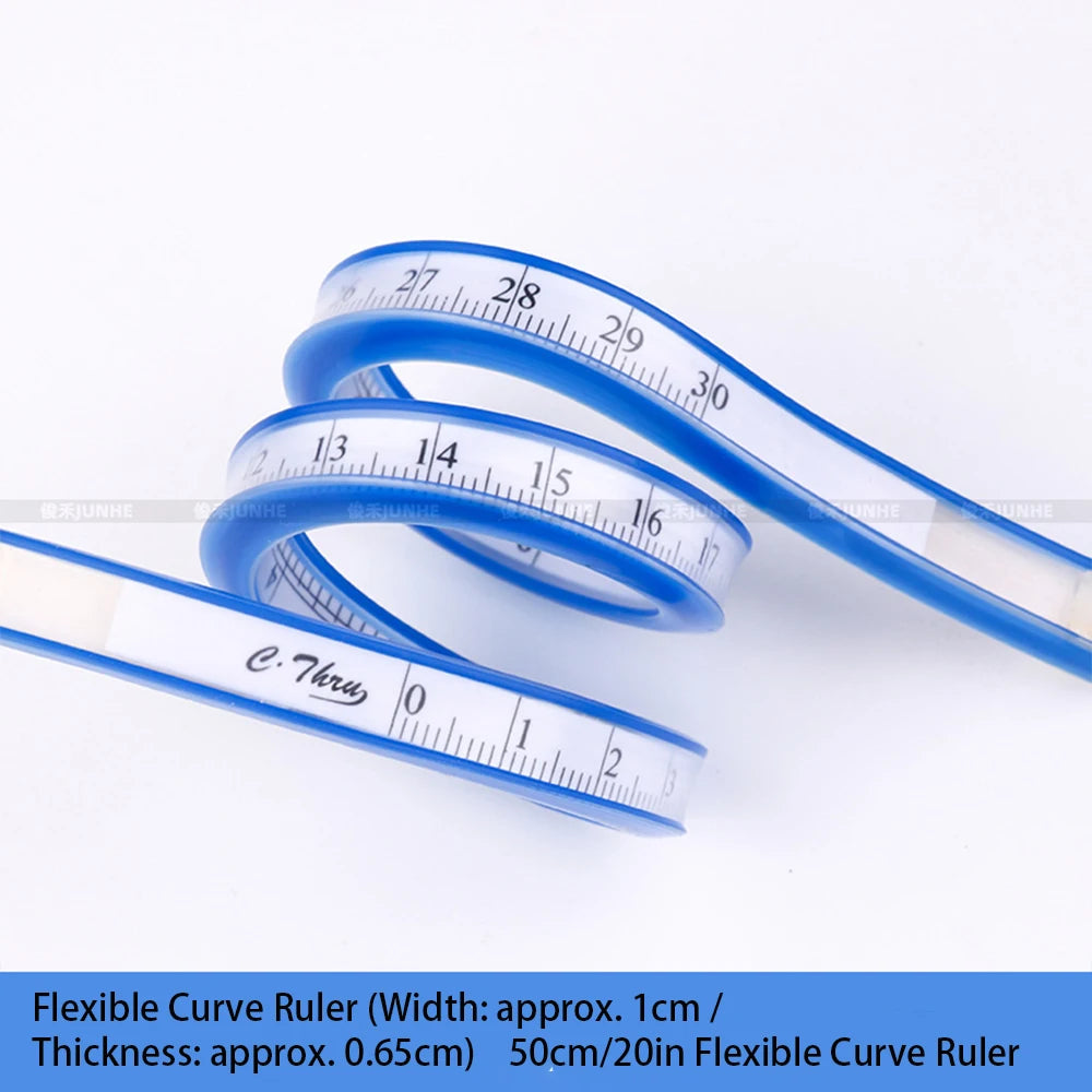 Flexible Curve Ruler 50cm Double-Sided Scale Multi-Functional Soft Ruler for Garment Pattern Making Bendable Arc Ruler, Essentia