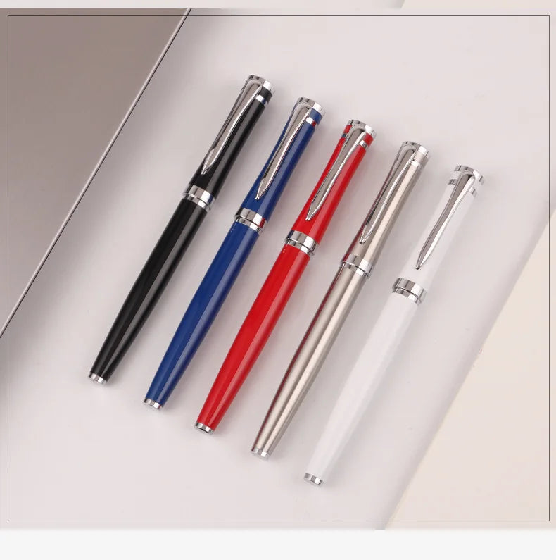 Luxury Metal Silver Black Signature Ballpoint Pens for Business Writing Office Supplies Stationery Customized Logo Name Gift