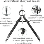Math and Precision Compass Professional Geometry Set with Lock Metal and Durable Technical Drawing Accessories