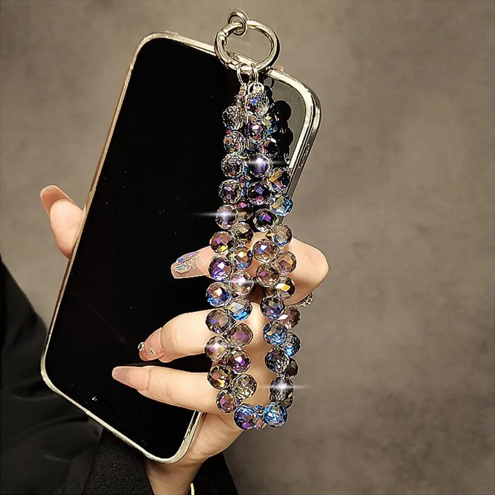 Colorful Mobile Phone Lanyard Chain Stylish Glitter Crystal Bead Pendant Keychain Jewelry Bag Accessories Sparkle Key Chains