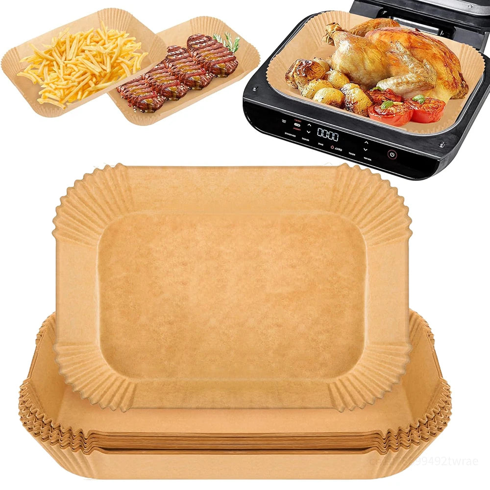 50/100Pcs Air Fryer Liners Disposable for Ninja FG551/DG551/IG651/ Foodi Smart XL Indoor Grill, Unbleach Parchment Paper Sheet