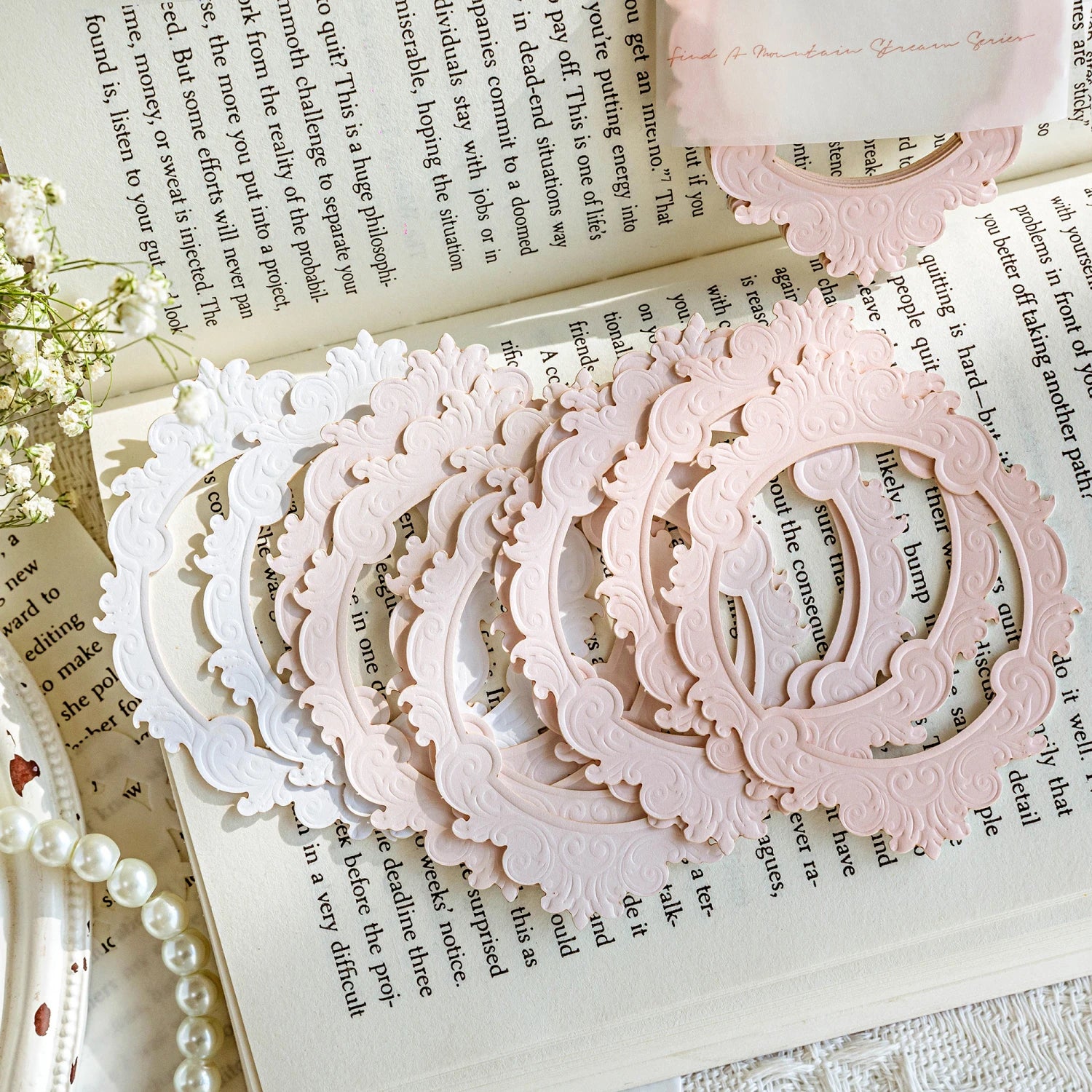 Mr.Paper 3 Packs Embossed Hollow Frame Paper Card Stock, Vintage Ornate Decorative Frames for Scrapbooking & Journaling Photo
