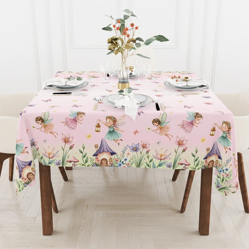 Spring Flowers Fairy Disposable Plastic Tablecloth Happy Birthday Party Decor Kids Wedding Birthday Party Supplies Baby Shower