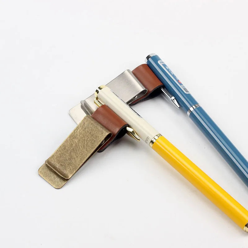 1pc Travelers Notebook Pen Holder Retro Metal Leather Pen Clip Stainless Steel For Midori Travelers Notebook Diary