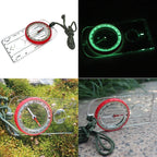 Orienteering Compass Lanyard Waterproof 360-degree Rotating Dial Luminous Display Magnifying Glass Map Scale Camping Compass