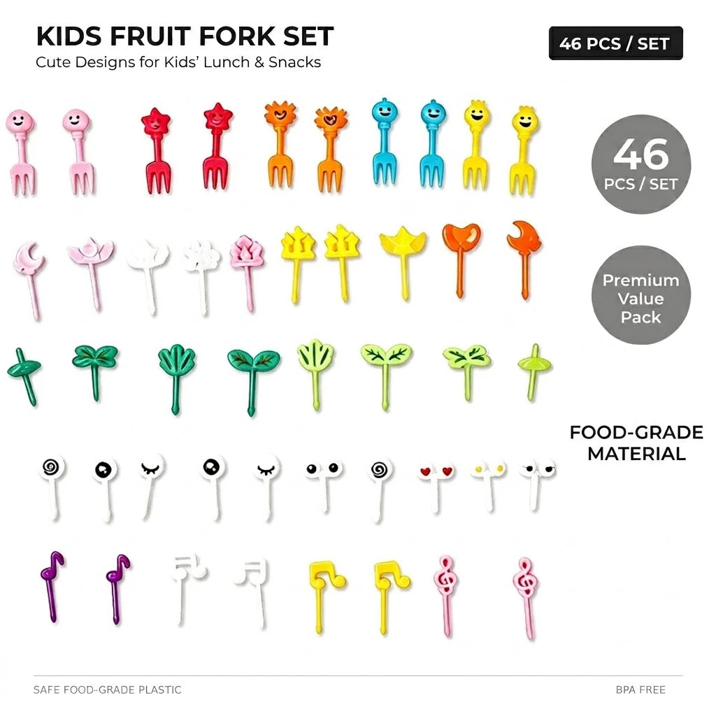 Kids Lunch Bento Box Accessories with Silicone Cupcake Liners for Baking and Small Animal Food Toothpicks Fruit Forks