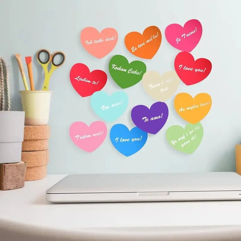 16/32 Pcs Heart Shaped Sticky Notes, 16 Colors 25 Sheets/Book, 400 Shape Sticky Notes, Cute Memo Pad Colorful Sticky Note Book