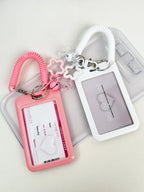 Cute Simple Protective Card Holder with Keychain Colorful Star Retractable Spring Lanyard ID Card Photo Postcard Holder Charms
