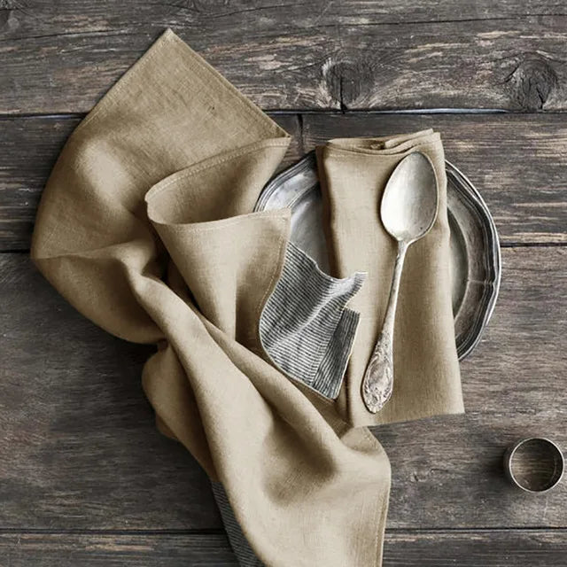 4PCS 40X40CM Pure Linen Napkins Cloths Soft Comfortable Fabric Reusable Kitchen Accessories for Wedding Birthday Parties