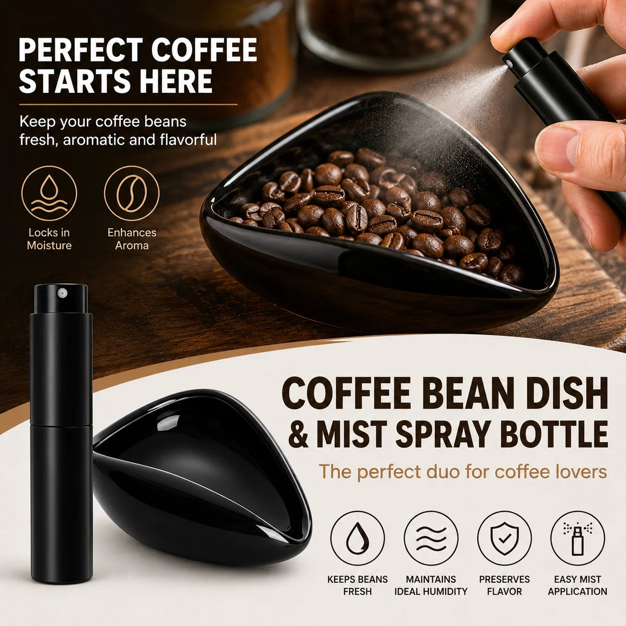 Coffee Beans Dosing Cup Trays and Spray Portable Humidifier Powder Anti Fly and Static Electricity Espresso Grinder Accessories