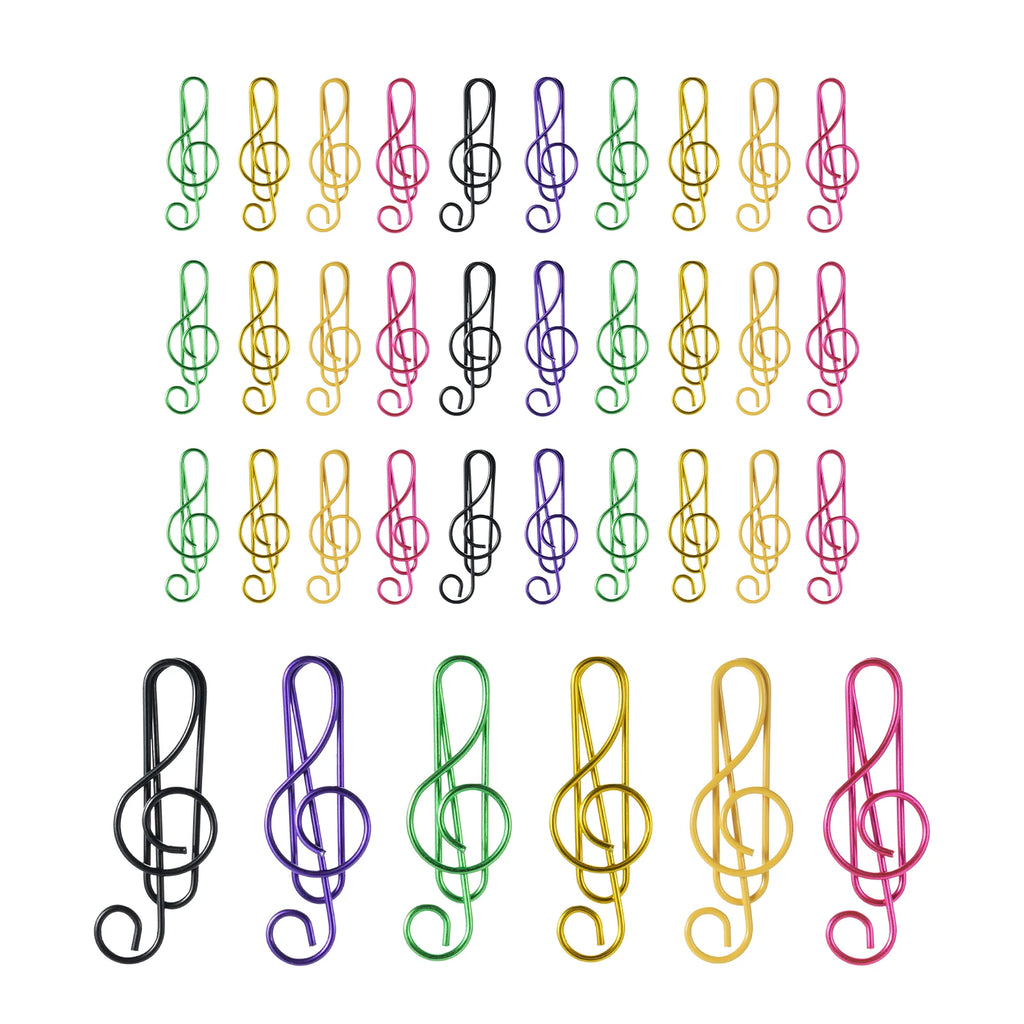 30/50/100PCS  Paper Clips Cute  Musical Note Paperclip Multicolor Metal Bookmarks for Music Enthusiast for Party Invitation Card