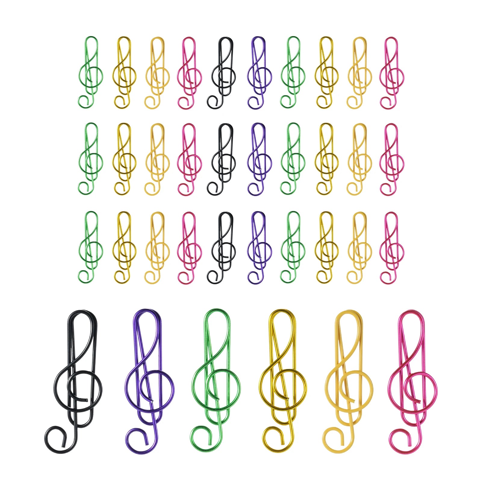 30/50/100PCS  Paper Clips Cute  Musical Note Paperclip Multicolor Metal Bookmarks for Music Enthusiast for Party Invitation Card