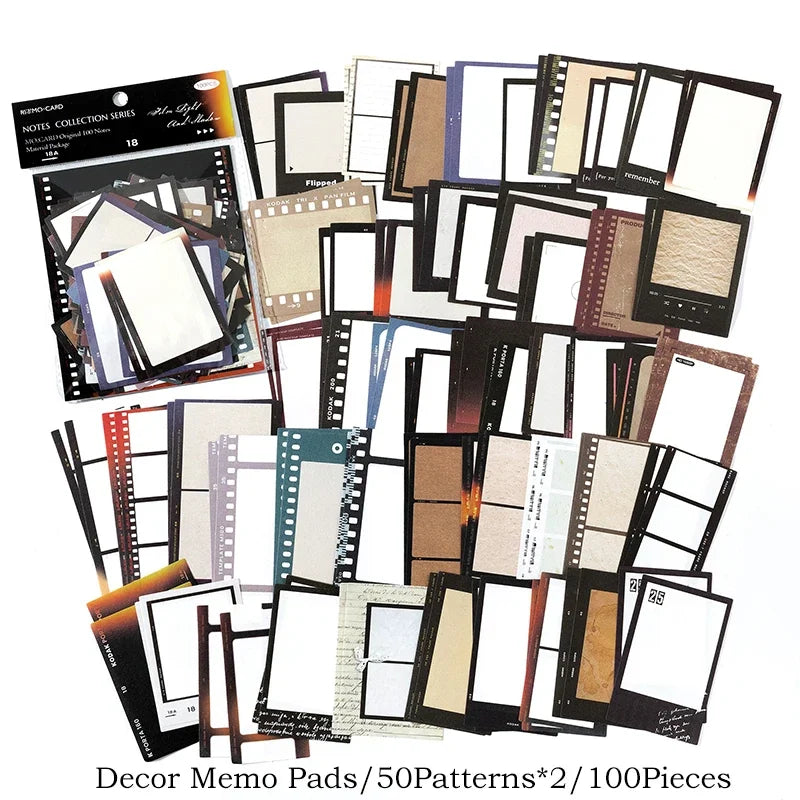 Journamm 100pcs/pack Creative Memo Pads Set DIY Scrapbooking School Supplies Collage Stationery Junk Journal Vintage Notes Paper
