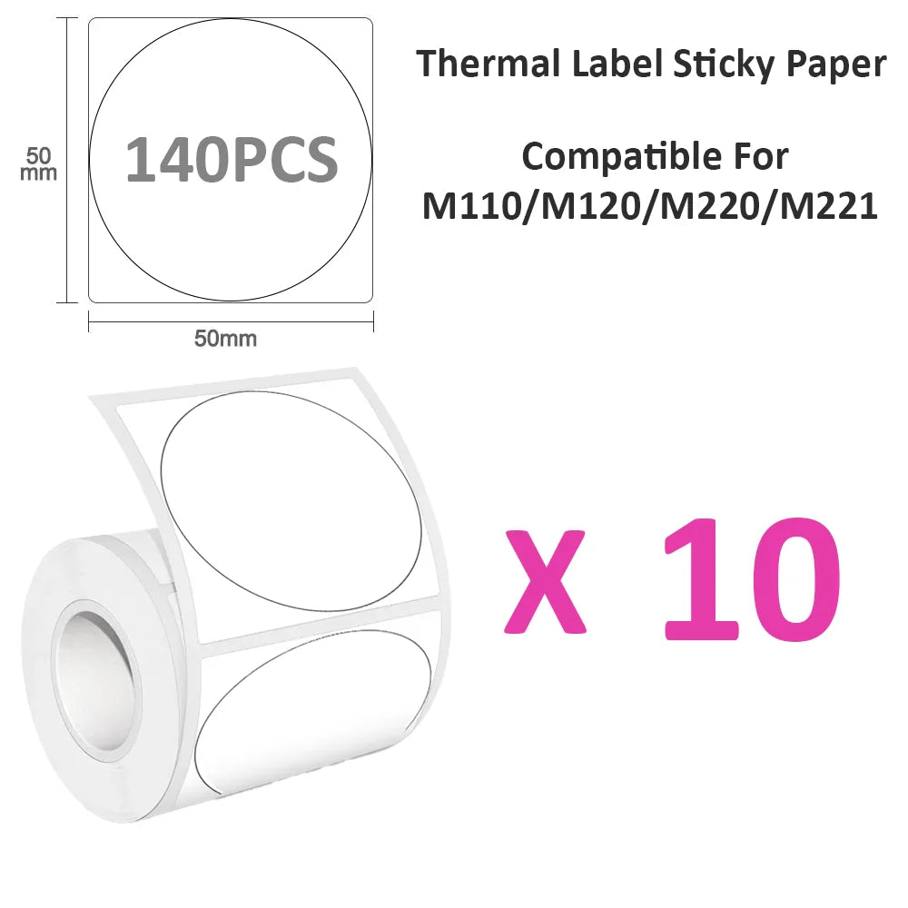 50x50mm Waterproof Thermal Stickers Compatible M110 Printer, Fade-Resistant Address Labels for Shipping & Retail Shelf Tags