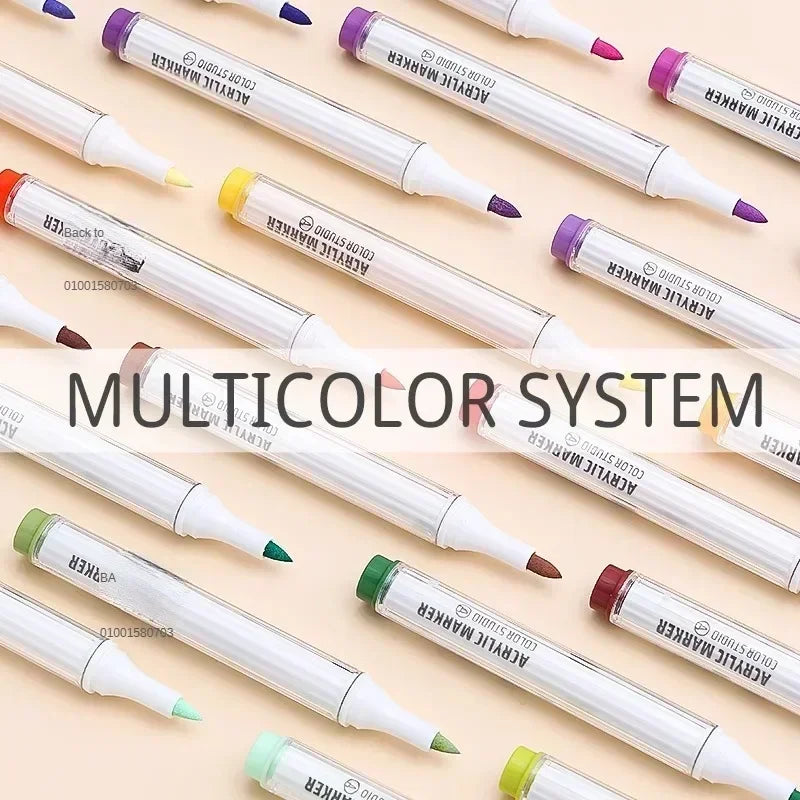 Languo 9/144 Colors Acrylic Paint Art Marker Pen DIY Painting Drawing Card Ceramic Stone Mug Glass Fabric Clothes Art Supplies